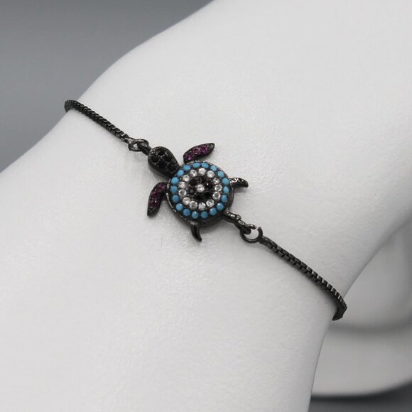 Jewelry bracelet turtle ocean blue black dainty minimalist Summer fashion new - Picture 2 of 7